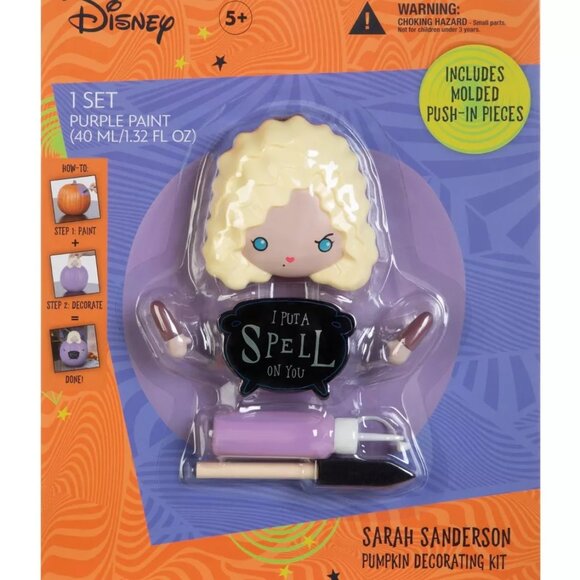 Disney Hocus Pocus Pumpkin Push-In Halloween Decorating Kit: SARAH SANDERSON New - Picture 1 of 4